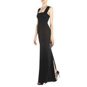 BCBGMax Azria Agata Long Gown with V-Back Black
